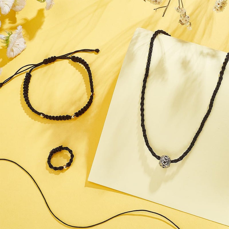 PH PandaHall 100 Yards 0.8mm Nylon Beading String Wind Chime Cord Replacement Nylon Thread for Bracelet Chinese Knotting Cord Black Kumihimo Macrame Cord Braided Lift Shade Cord for Blind Windows - Image 2